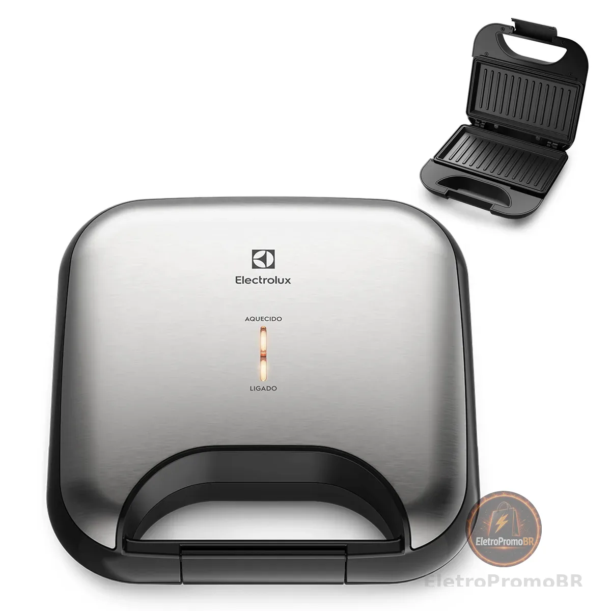 Electrolux Sanduicheira grill chapa ondulada elétrico antiaderente inox ESG20 220v