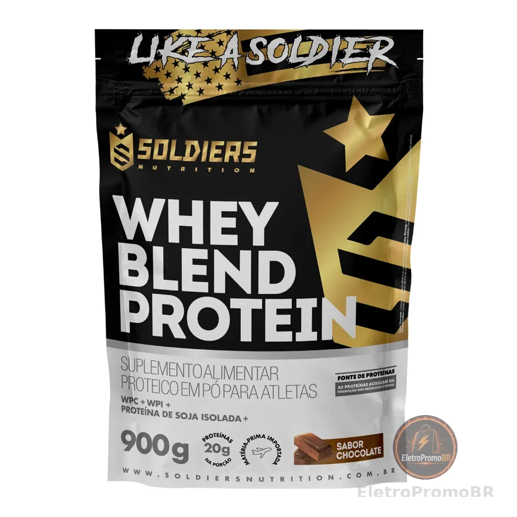 Whey Blend Protein Concentrado e Isolado 900g Soldiers Nutrition Suplemento Proteína Muscular Recuperação