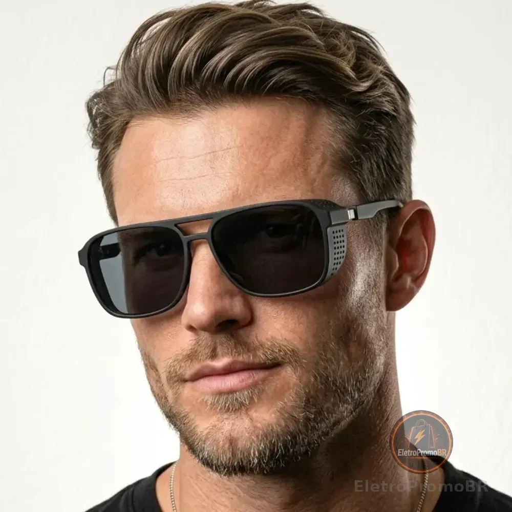 Oculos Preto Masculino Soldador Quadrado Proteção Uv400 Preto