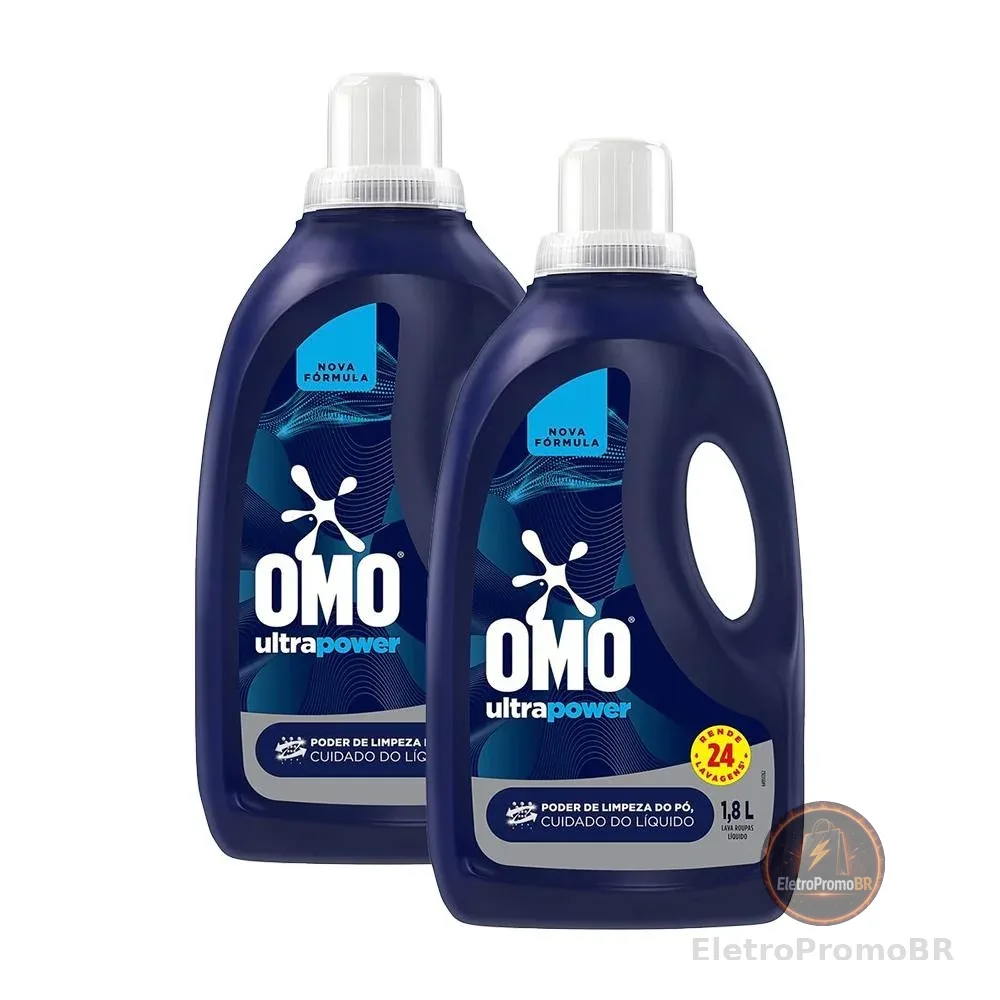 Kit 2 Lava-Roupas Líquido Omo Ultra Power 1,8l