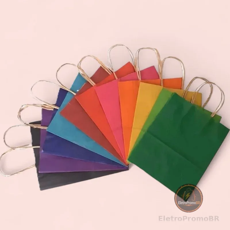 10~40 SACOLAS DE PAPEL  M 21,5x17,5x8,5 12 CORES (LC)//