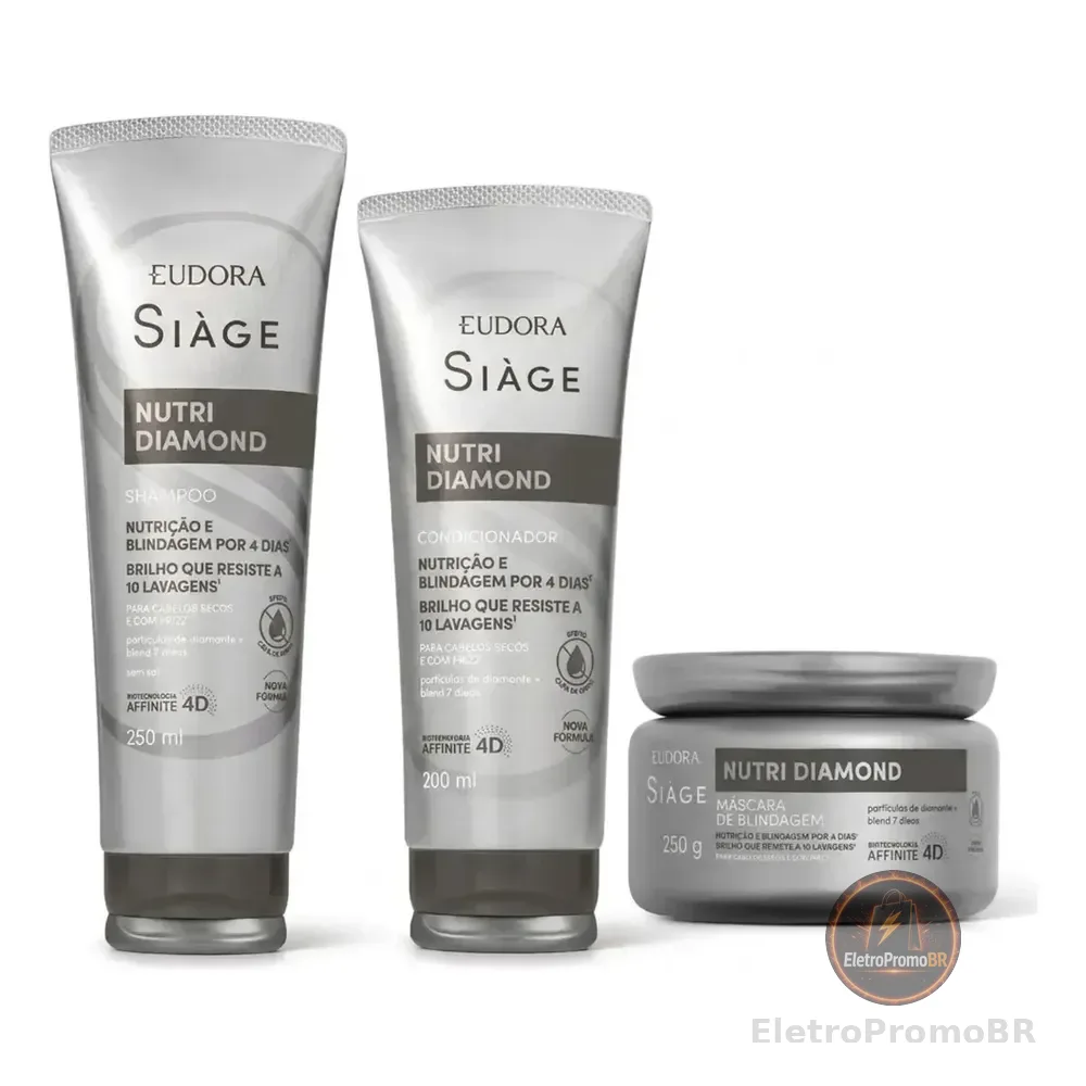 Combo Siàge Nutri Diamond Shampoo, Condicionador E Máscara