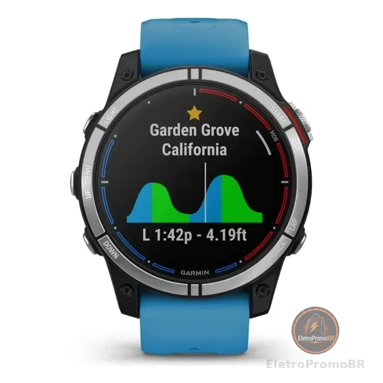 Relogio Smartwach Garmim Quatix 7 Gps Nautico Original Titânio Lisa Azul