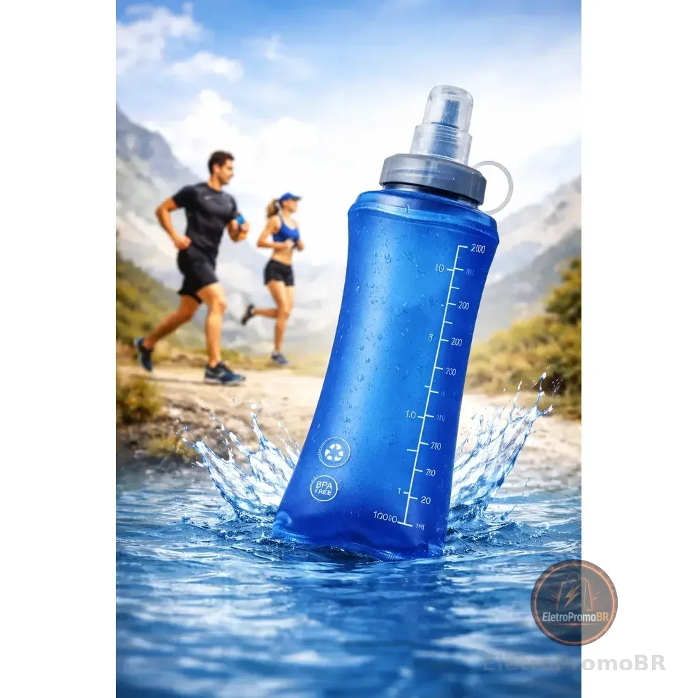 Garrafa Agua De Corrida Flexível Squeeze Soft Flask 250ml Nf Azul