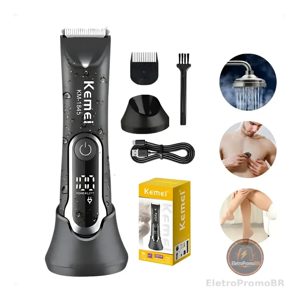 Aparador Pelos Corpo Barbeador Unissex Prova D'agua Sem Fio Cor Preto 127/220v
