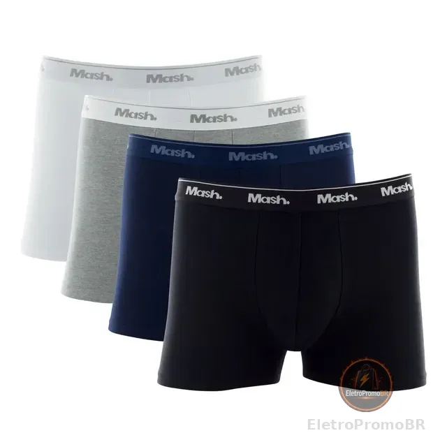 Kit 4 Cueca Mash Boxer Masculina Box Algodão Macio Original