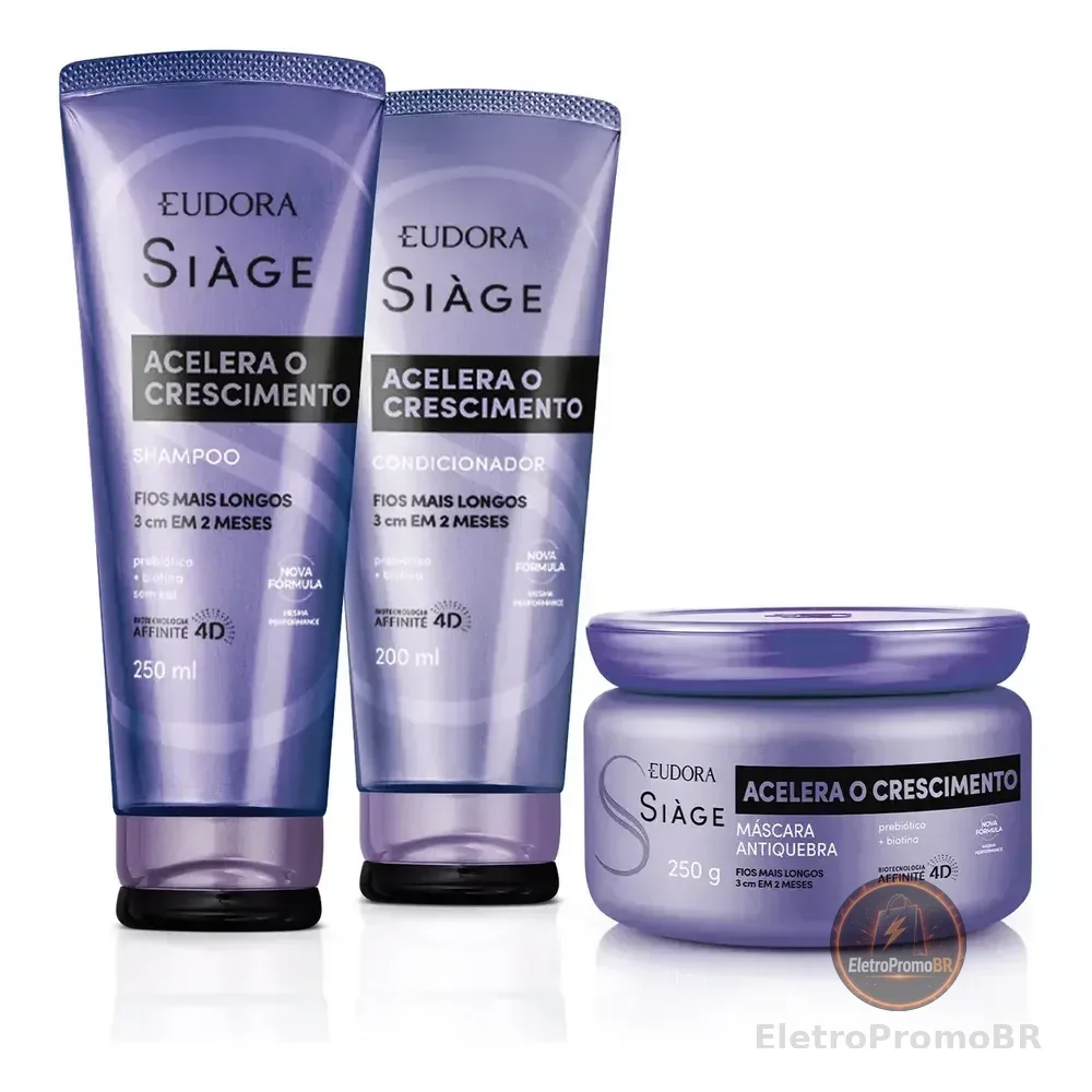 Kit Siàge Acelera O Crescimento: Shampoo 250ml + Máscara Capilar 250g + Condicionador 200ml