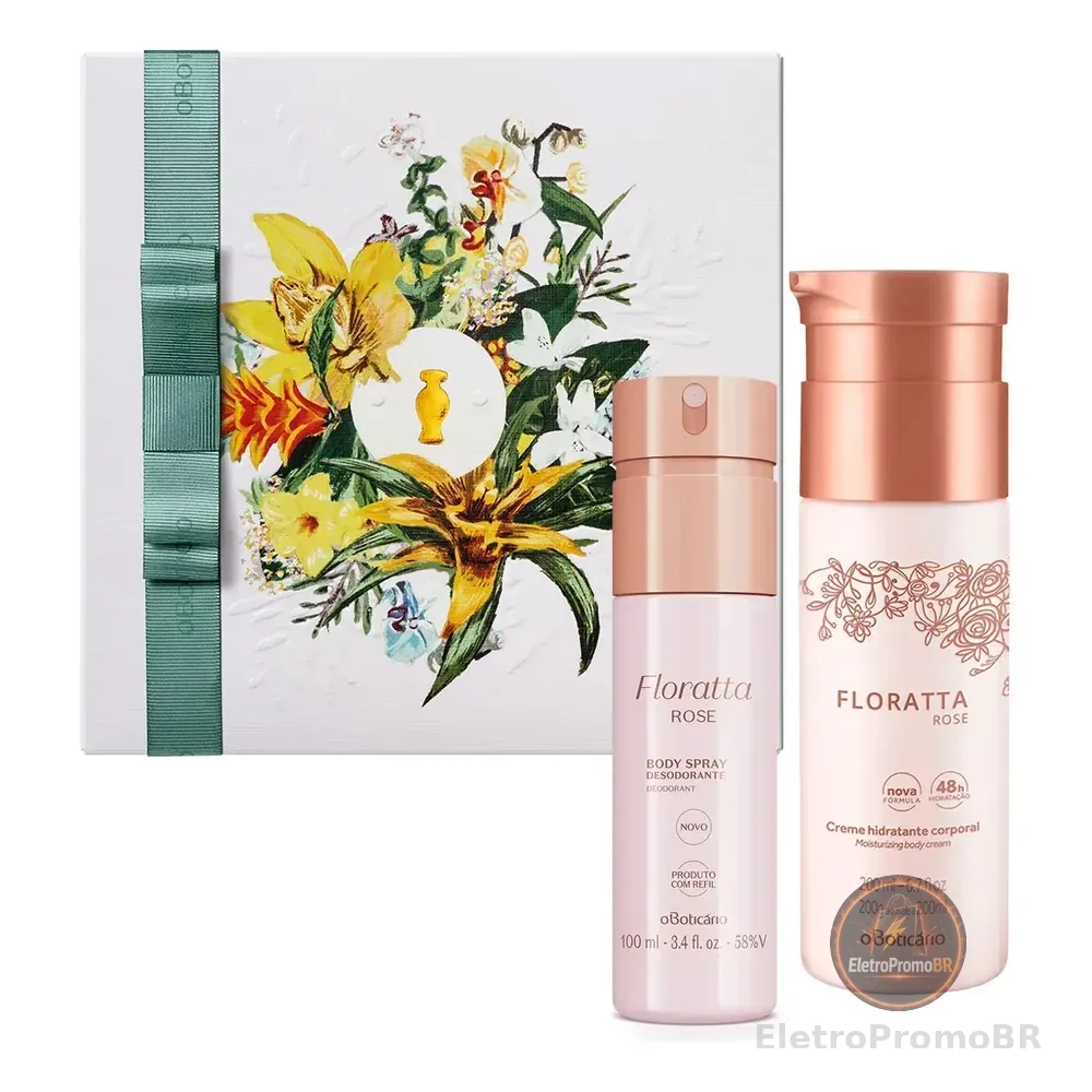 Combo Presente Dia Das Mães Floratta Rose: Body Spray 100ml + Creme Corporal 200ml