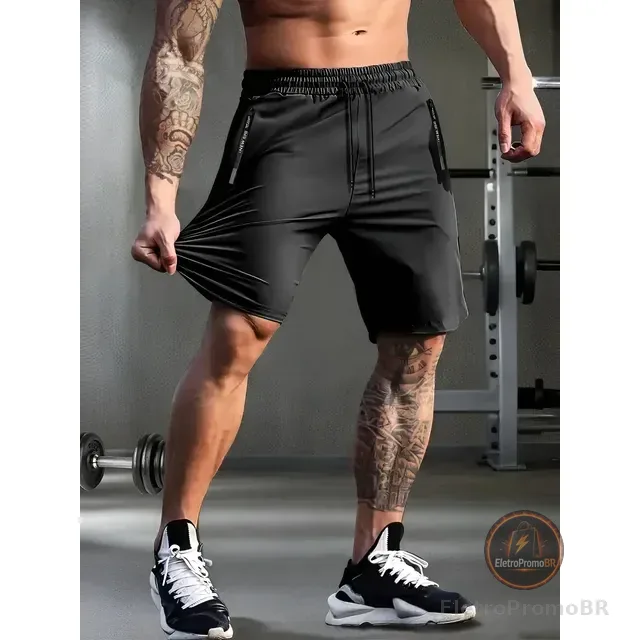 Bermuda Masculina Slim Fit De Poliamida Esportiva Fitness