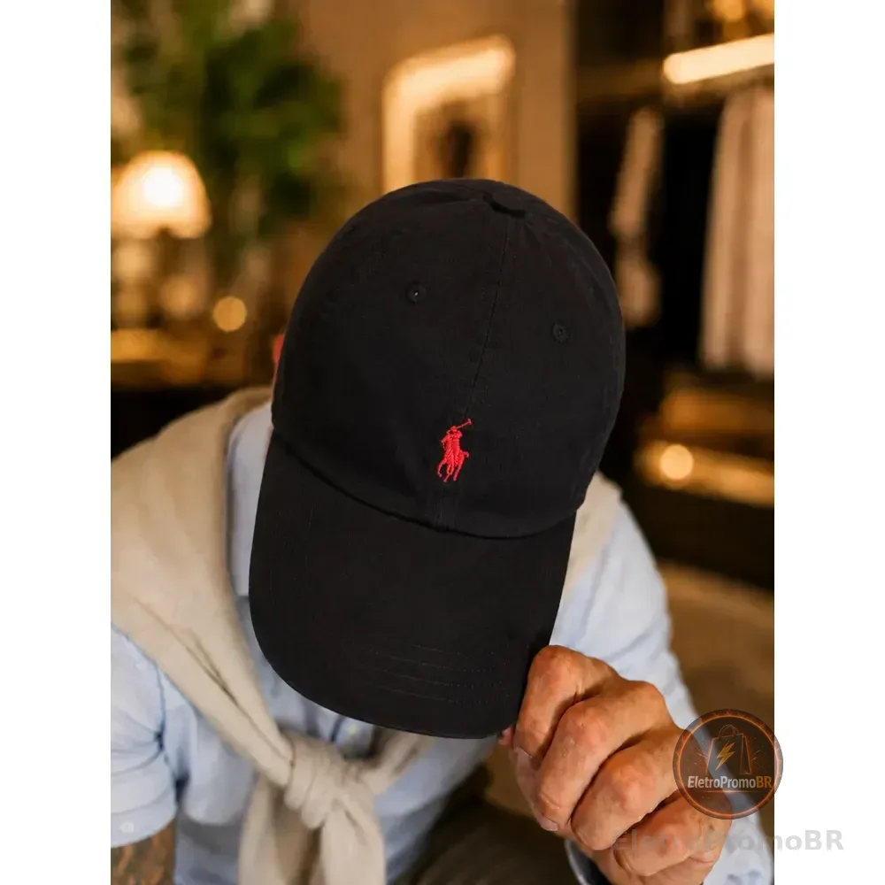 Boné Polo Sarja Aba Curva Masculino Fecho Strapback Preto Un