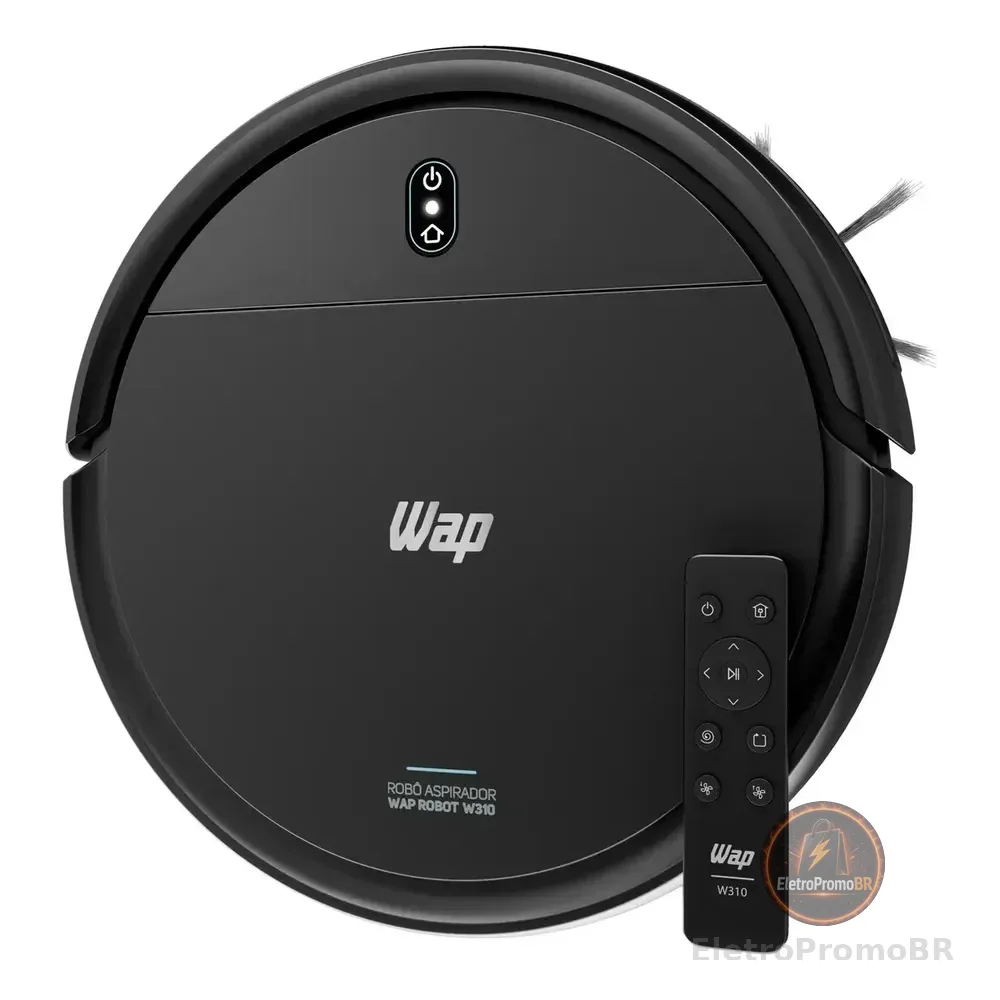 Robô Aspirador Wap Robot W310 3 Em 1 Com Base Carregadora E Controle Remoto Preto 127/220v