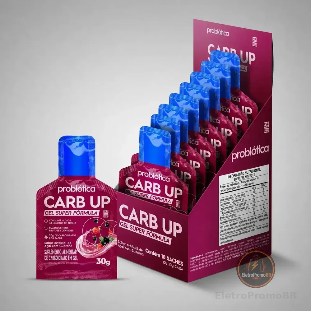 Carb Up Gel Super Fórmula 10 Sachês - Probiótica Sabor Açaí Com Guaraná