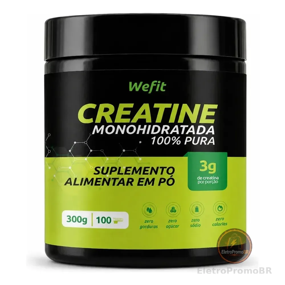 Creatina Monohidratada Wefit 300g Sem Sabor Sem Lactose E Glúten