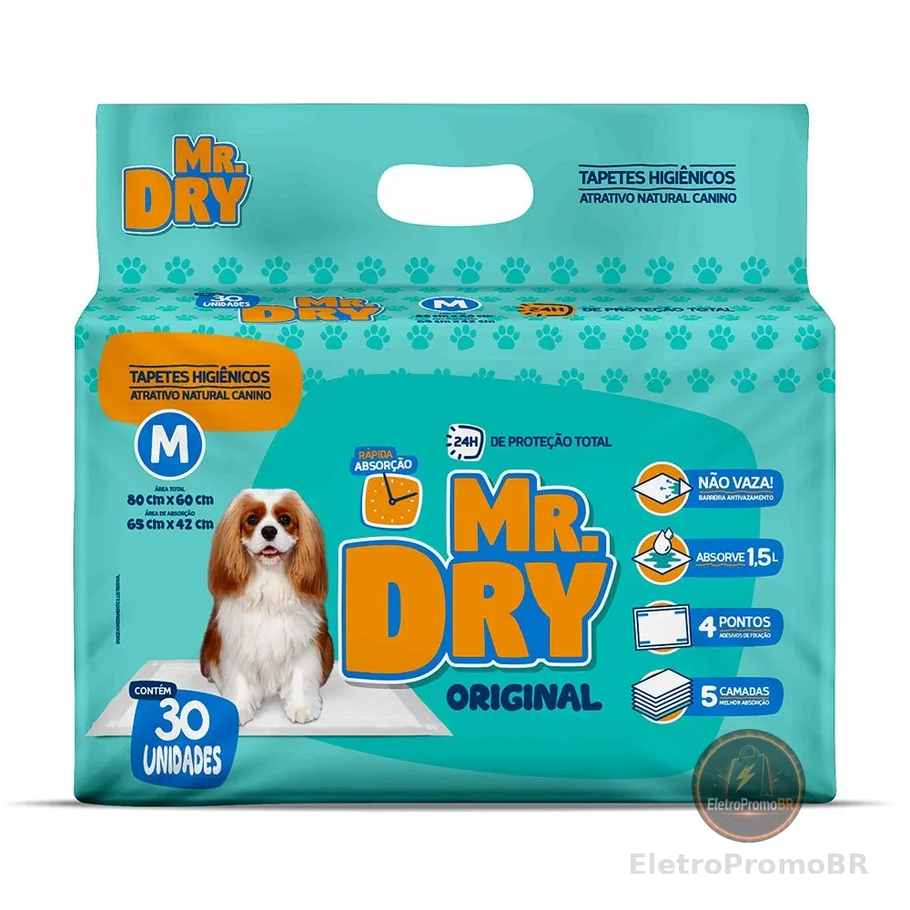 Tapete Higiênico Mr Dry 80x60cm 30 Unidades