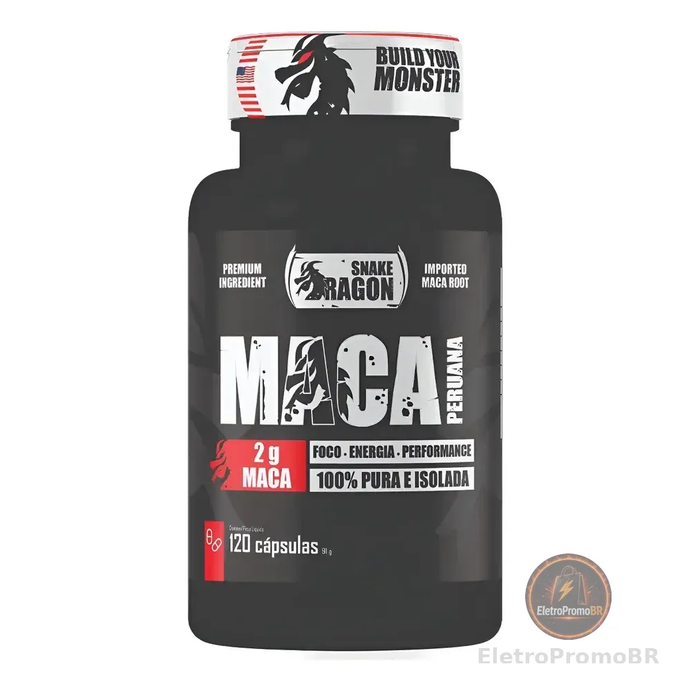 Maca Peruana Preta Pura Premium Importada - 120 Cápsulas Sem Sabor