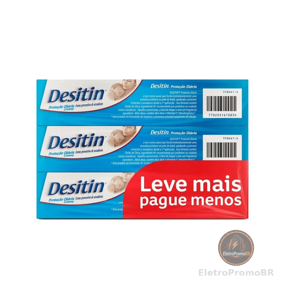 Desitin Creme Preventivo De Assaduras Proteção Diária Creamy, Kit com 3 Unidades de 113g