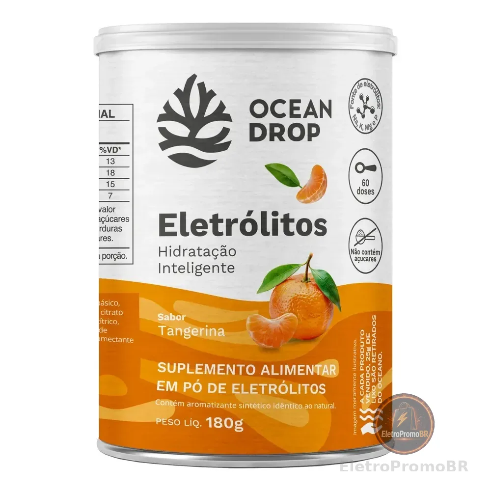 Eletrólitos Ocean Drop Sódio Potássio Fósforo Magnésio Eletrolitos 180g Sabor Tangerina