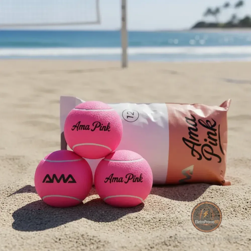 Bola De Beach Tennis Ama Sport Pink Pac Com 3 Unidades Pink