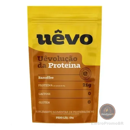 Proteína Uêvo 1kg Albumina 21g Por Porção Alta Absorção Sabor Banoffe Banoffee