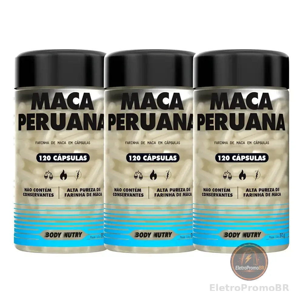 3x Maca Peruana 2500mg 100% Pura 360 Cápsulas Premium Sabor Sem Sabor