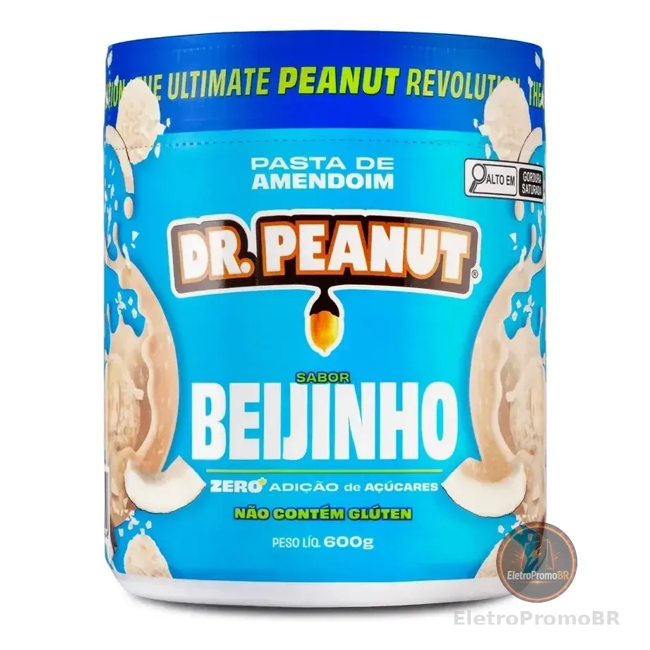 Pasta De Amendoim Com Whey Protein Beijinho 600g Orgânica Dr. Peanut