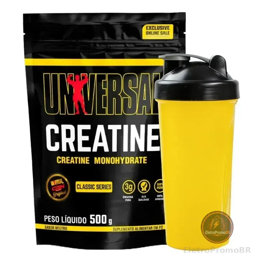 Suplemento Creatina Monohidratada 500g Refil + Coqueteleira - Universal Nutrition Sem Sabor