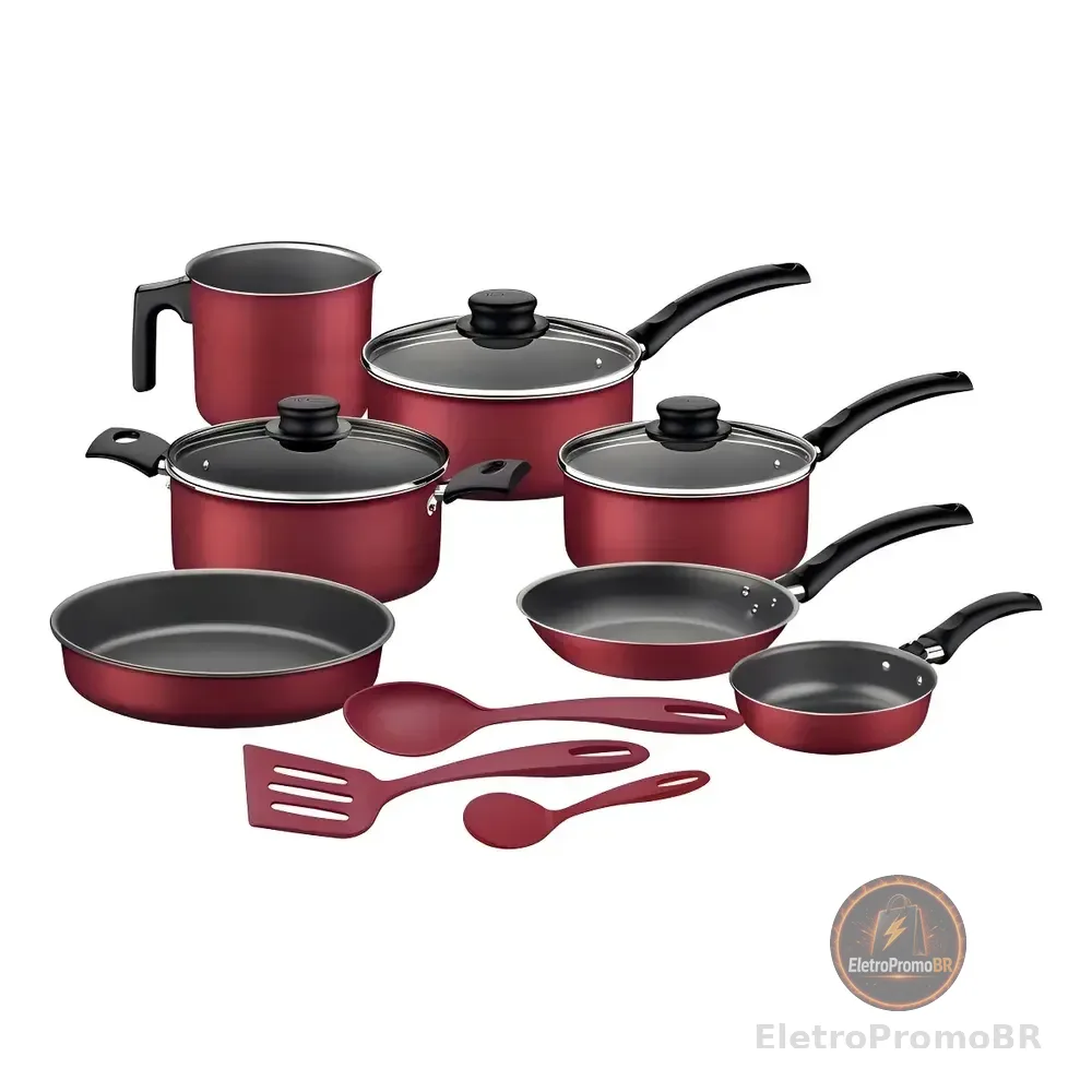 Jogo De Utensílios De Cozinha Tramontina Vermelho Turim De 10 Peças Com Acessórios