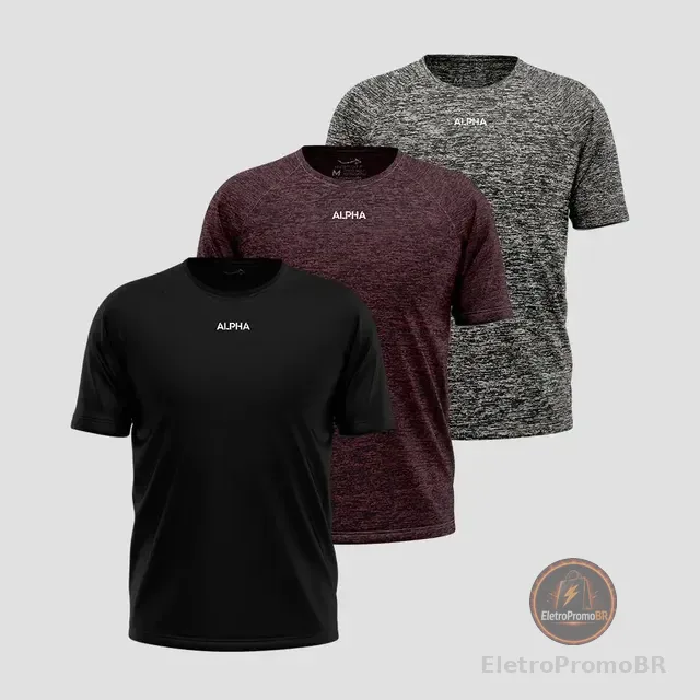 Kit 3 Camisetas Dry Alpha Masculina - Essential