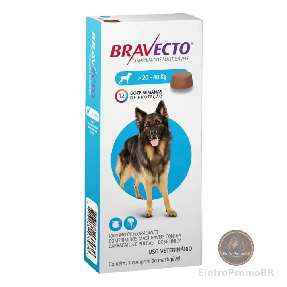 Antipulgas, Carrapato Msd Bravecto De 20 A 40 Kg Azul