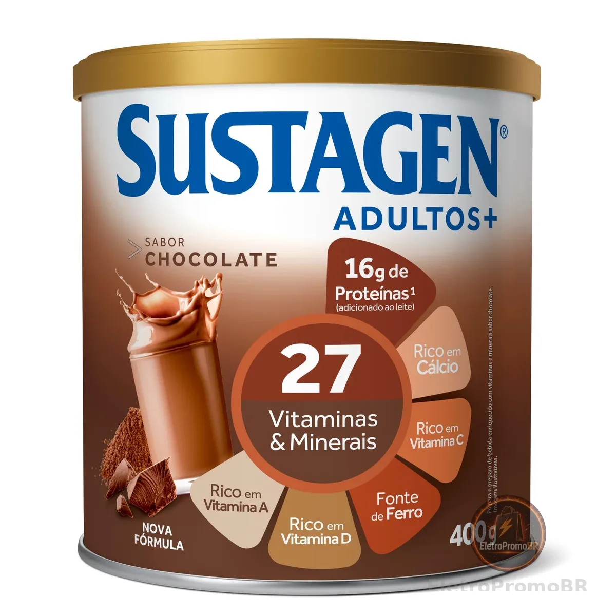 Complemento Alimentar Sustagen Adultos+ Sabor Chocolate - Lata 400g