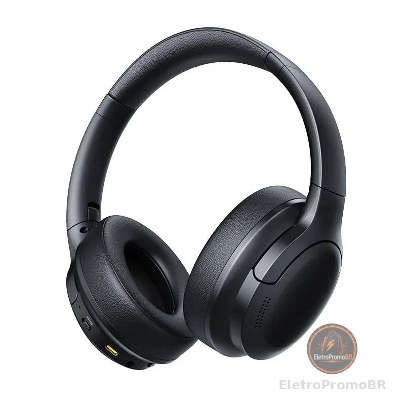 Fones de Ouvido Baseus Bass BH1 Lite com ENC, SuperBass 2.0, Áudio Hi-Res LDAC, 80h de Tempo de Reprodução, Design Dobrável e Confortável, Bluetooth 6.0 Preto