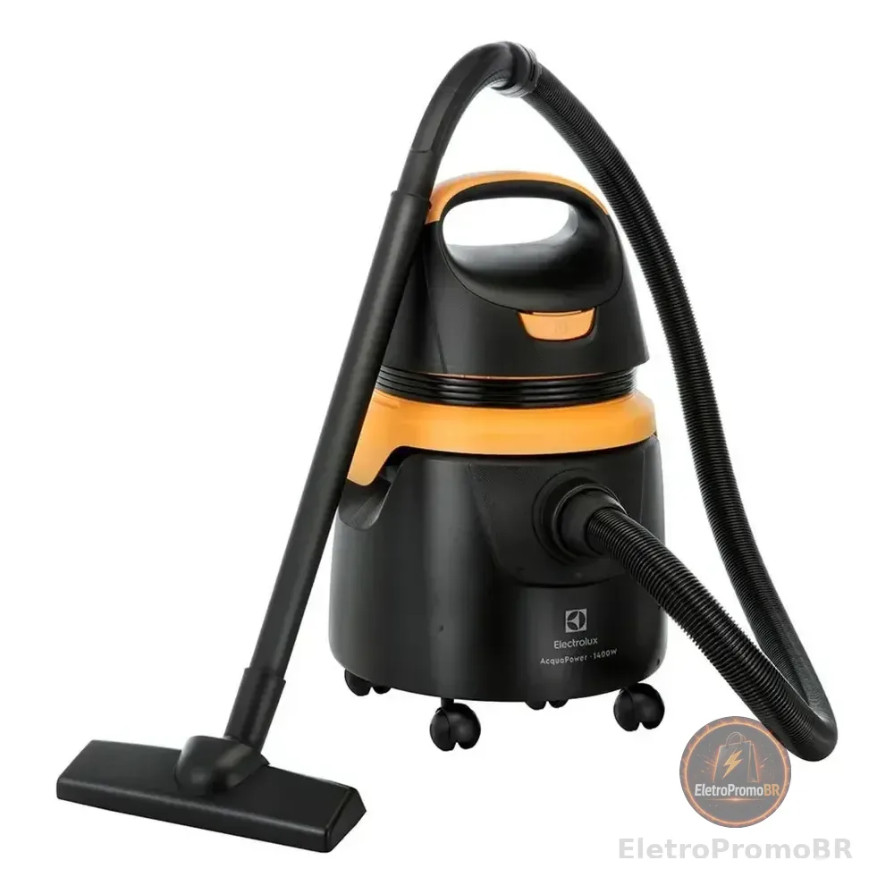 Aspirador De Pó E Água Electrolux 1400w 18 Litros 6,2 Raio De Ação Compacto Potente Função Sopro Protetor Térmico Aqp20 Preto/laranja 127v
