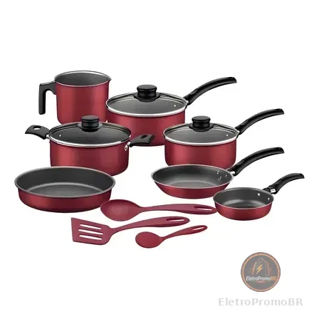 Jogo De Utensílios De Cozinha Tramontina Vermelho Turim De 10 Peças Com Acessórios