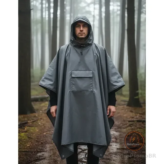 Capa De Chuva Com Capuz Leve Conjunto Multifuncional