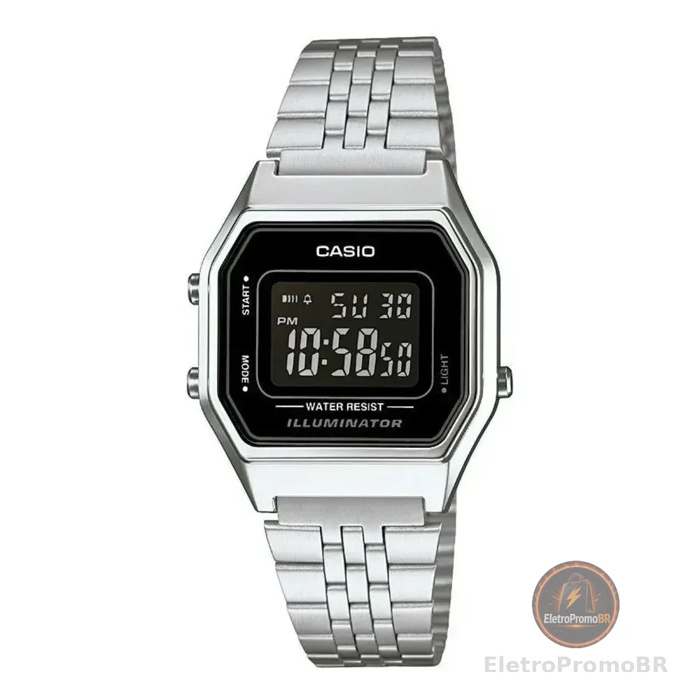 Relógio Casio Feminino Vintage Prata La680wa-1bdf Prateado