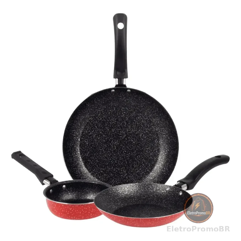 Conjunto De Frigideiras Antiaderente 16/20 Ovo 14 Vermelho