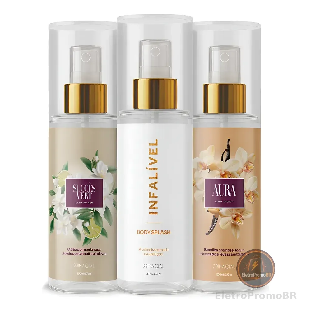Kit Body Splash Feminino Succès Vert + Aura + Infalível Primacial 200ml 200ml