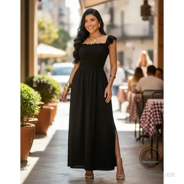 Vestido Longo Casual Soltinho Alcinha Verao Festa Evangelico