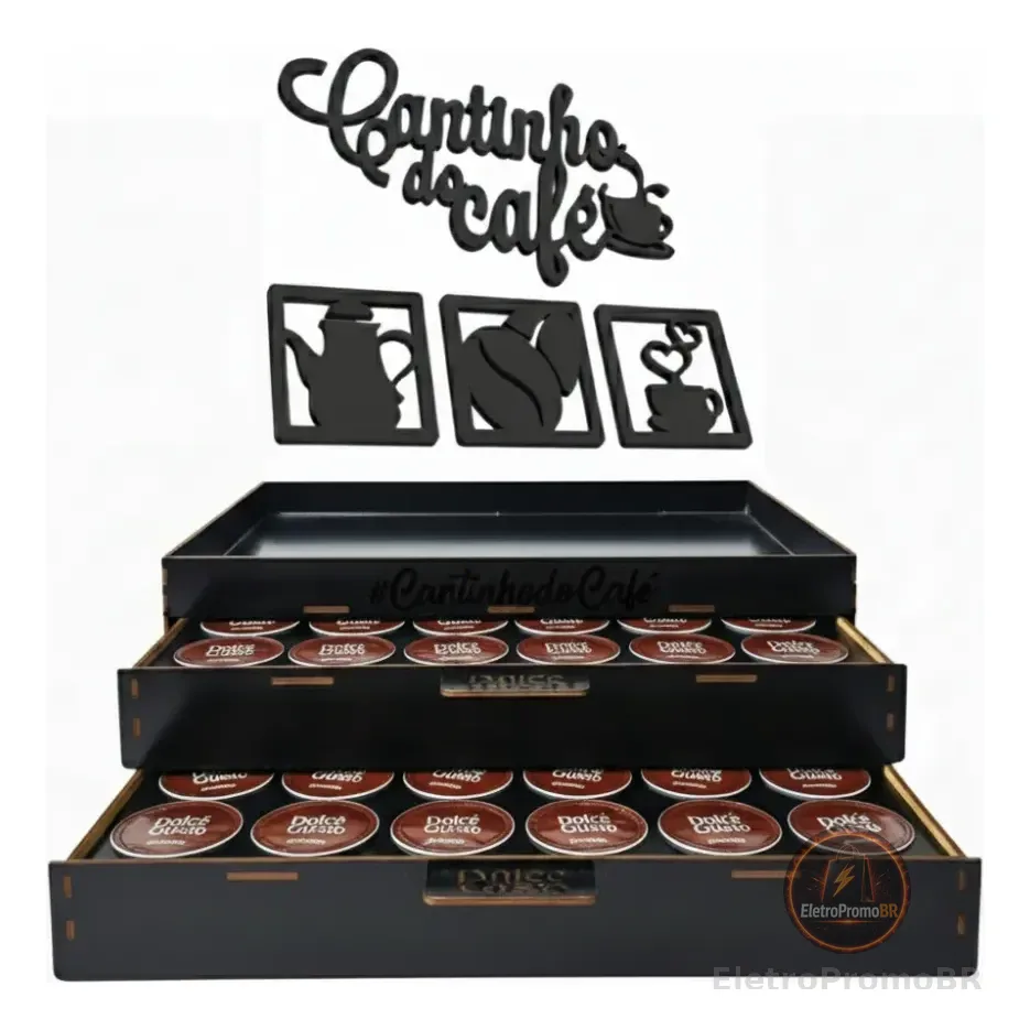 Bandeja Porta Cápsulas Dolce Gusto Placa Cantinho Café Preto