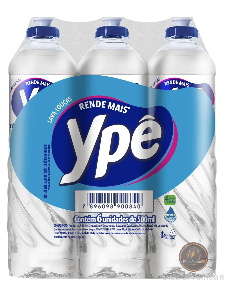 Ypê Pack Detergente Coco 500ml (6 unidades)