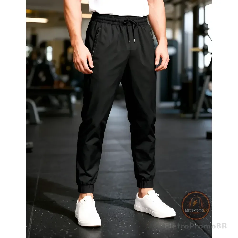 Calça Masculina Poliamida Esportiva Academia Tactel Treino Preto M - 40/42