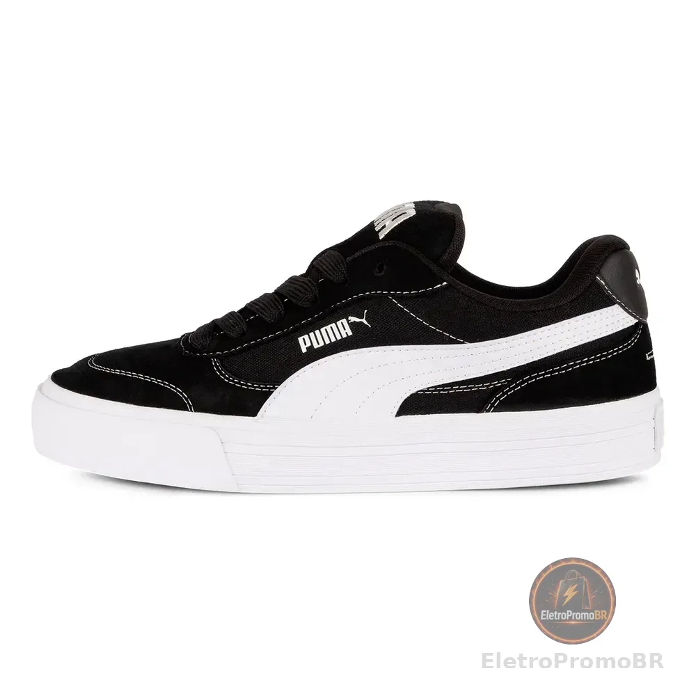 Tênis Puma Park Vulc Masculino Casual Confortável Preto/branco Liso 40