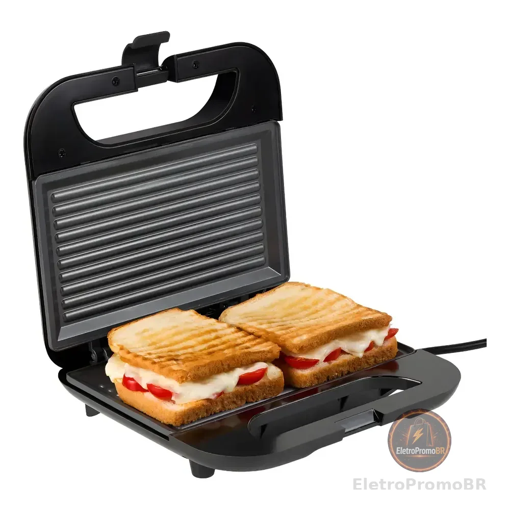 Sanduicheira Grill Elétrico Antiaderente Goo&go 750w Preto 127v