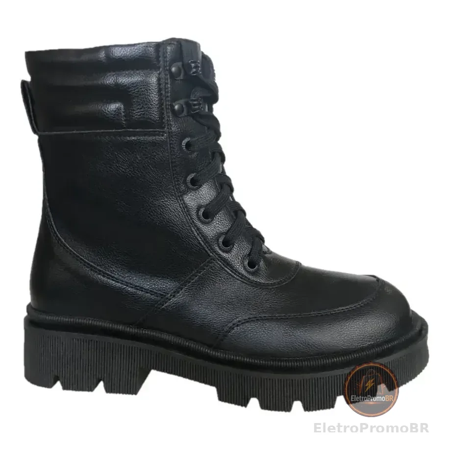 Bota Coturno Montaria Mooncity Preto Feminina 72241 Preto Liso 36 Br