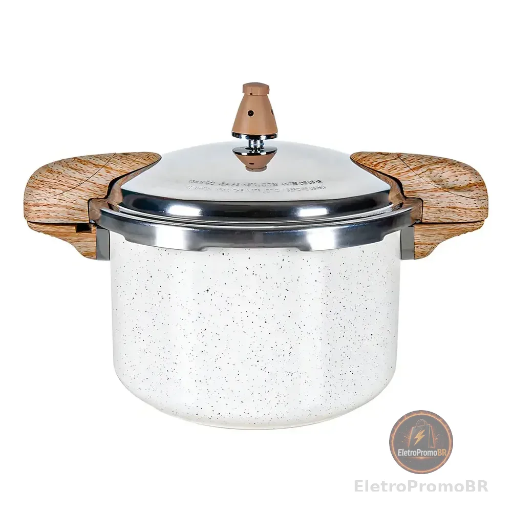 Panela De Pressão Brinox Vanilla 5,4l Indução Ceramic Life C Creme