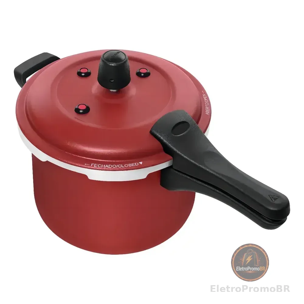 Panela De Pressão Antiaderente 5l Patolux Fecho Externo Alumínio Vermelha Vermelho