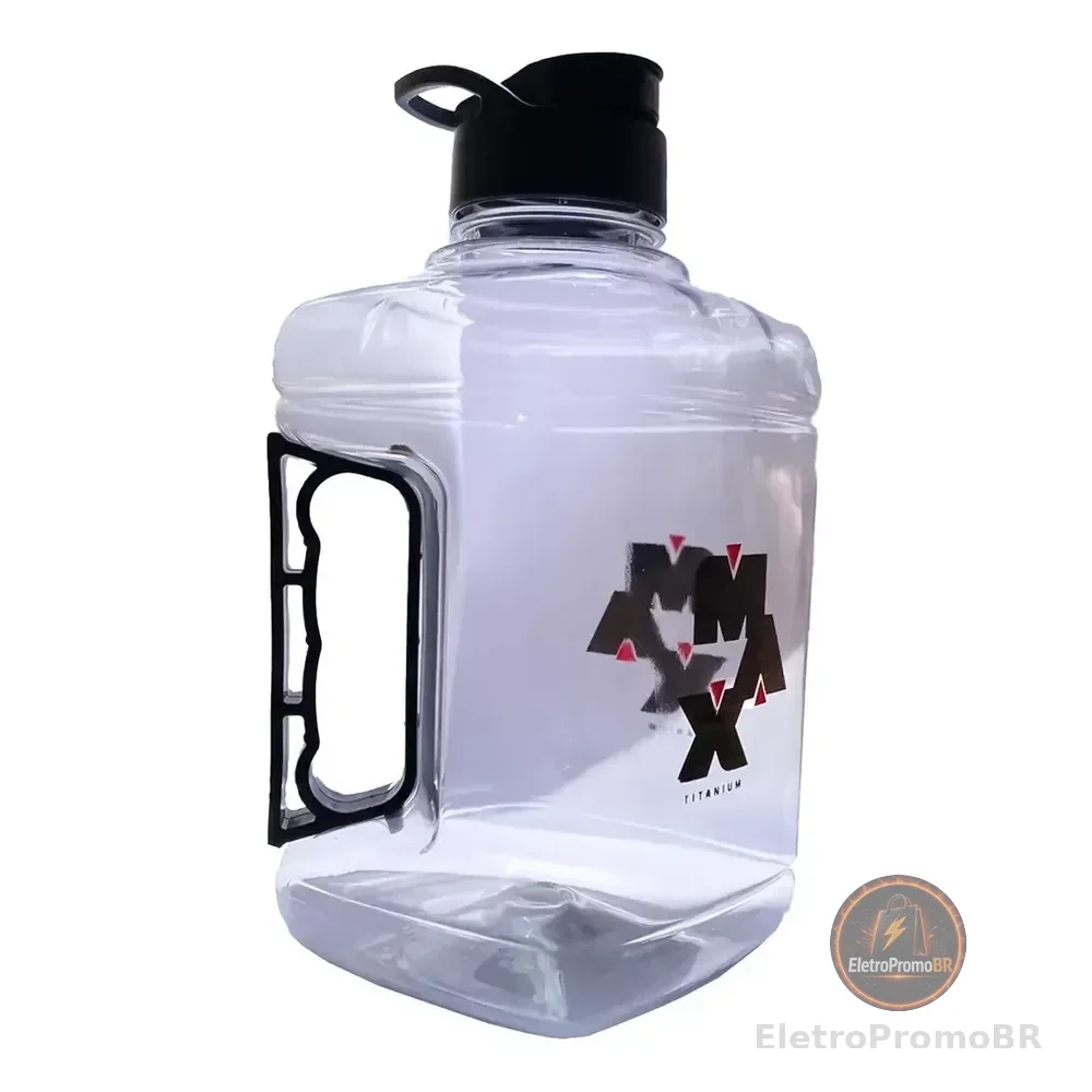 Galão Max Titanium 1,5 Litro Quadrado Academia Transparente