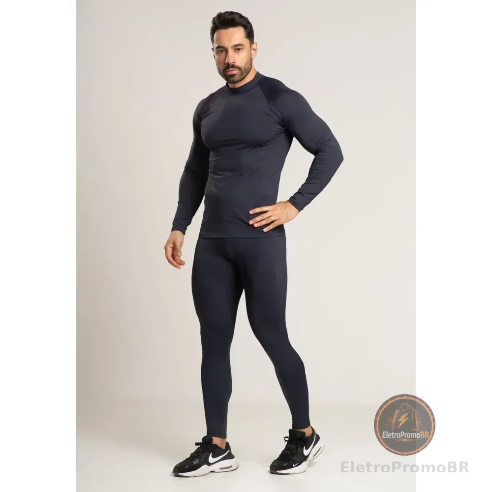 Conjunto Térmico Calça + Blusa Masculina Segunda Pele Sport Preto G