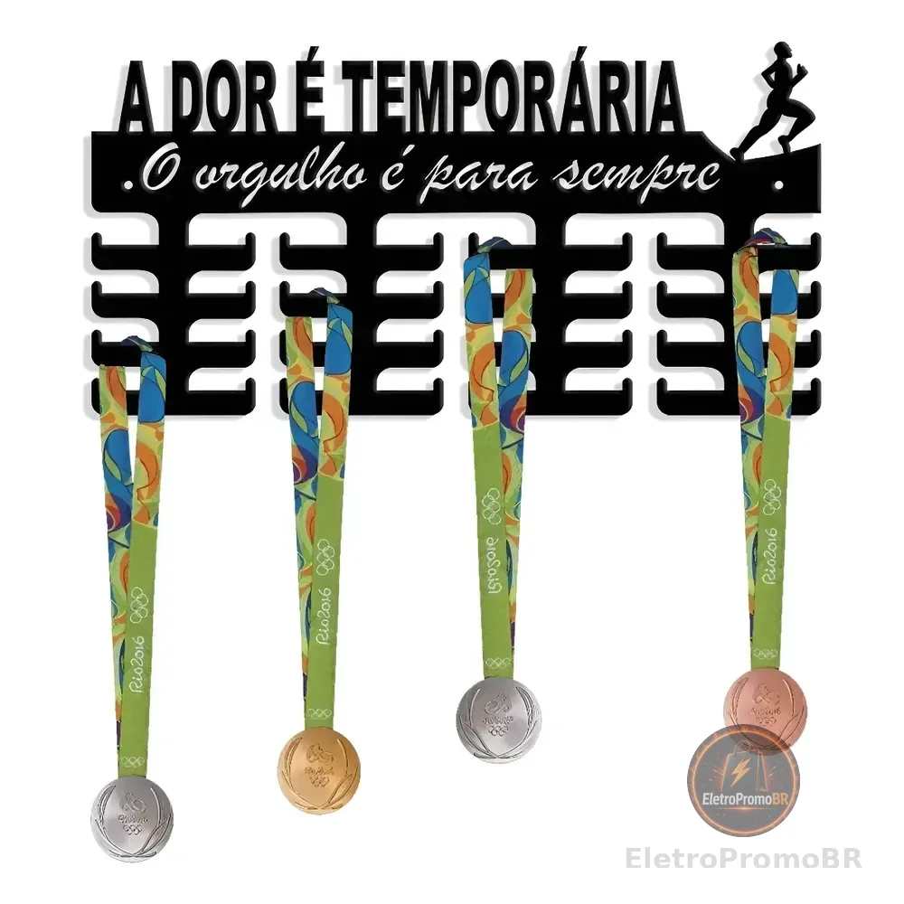 Porta Medalhas De Corrida Masculino - Mdf 6mm Color Preta
