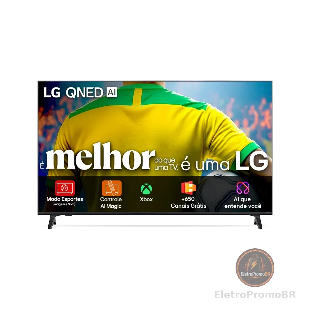 Smart TV 4K 55" LG QNED73 Portal de Games Processador AI α7 Gen8 4K Super Upscaling Google Cast Integrado Controle AI Magic WebOS 25 Modo Esportes Alerta de Esportes